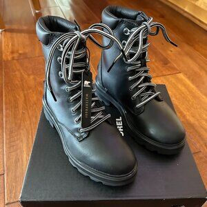 Sorel Women’s 7.5 Lennox Lace STKD Waterproof Boots Black Leather